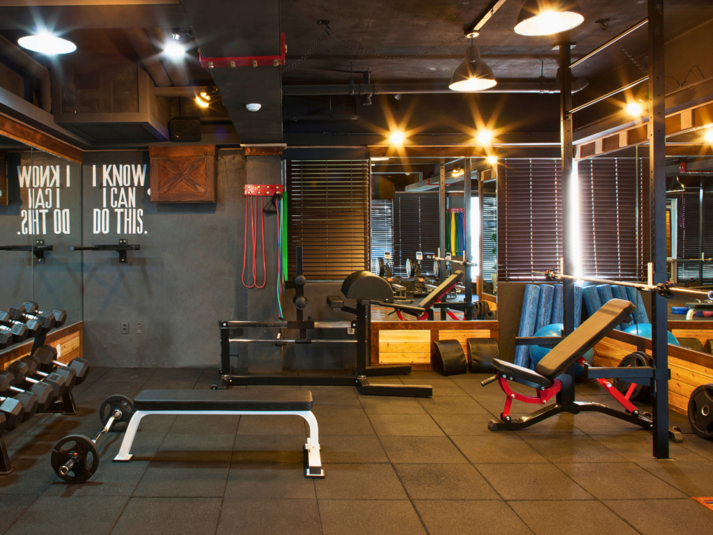 home gym in basement by Reese Builders.