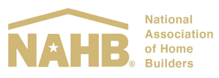 Logo of the National Association of Home Builders (NAHB). The logo features the letters "NAHB" in large gold font with a small star in the middle of the "A". To the right, the full name "National Association of Home Builders" is written in gold vertical text.